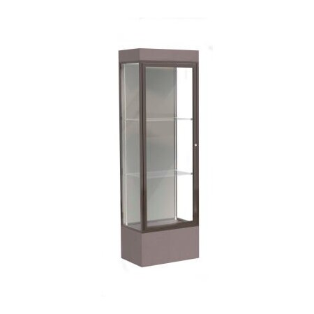 Waddell Display Case Of Ghent Edge Lighted Floor Case, Harbor Back, Dark Bronze Frame, 12" Morro Zephyr Base, 24"W x 76"H x 20"D 93LFHB-BZ-MZ